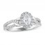 Diamond Engagement Ring 5/8 ct tw Oval/Round-cut in 14K White Gold