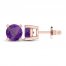 Amethyst Solitaire Earrings 10K Rose Gold