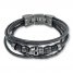 Men's Skull Bracelet Stainless Steel Black Leather