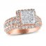 Multi-Diamond Engagement Ring 3 ct tw Princess/Round 14K Rose Gold
