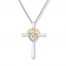 Cross Necklace 1/20 ct tw Diamonds Sterling Silver/10K Gold