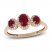 Three-Stone Ruby & Diamond Ring 1/8 ct tw Oval, Round-Cut 10K Rose Gold