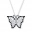 Butterfly Necklace 1/4 ct tw Diamonds Sterling Silver