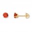 Children's Stud Earrings Red Cubic Zirconia 14K Yellow Gold