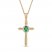 Emerald & Diamond Cross Necklace 1/20 ct tw 10K Yellow Gold 18"