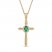 Emerald & Diamond Cross Necklace 1/20 ct tw 10K Yellow Gold 18"