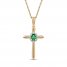 Emerald & Diamond Cross Necklace 1/20 ct tw 10K Yellow Gold 18"