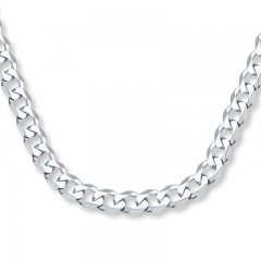 Men's Curb Chain Bracelet 14K White Gold 8.5" Length