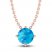 Swiss Blue Topaz Solitaire Necklace 10K Rose Gold 18"