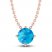 Swiss Blue Topaz Solitaire Necklace 10K Rose Gold 18"