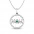 Lab-Created Emerald & White Lab-Created Sapphire Mom Necklace Sterling Silver 18"