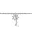 Diamond Palm Tree Anklet 1/20 ct tw Round-cut Sterling Silver