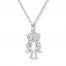 Diamond Owl Necklace 1/20 ct tw Round-cut 10K White Gold