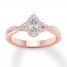 Diamond Ring 1/3 ct tw Pear/Round 10K Rose Gold