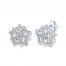 Floral Earrings 1/5 ct tw Diamonds Sterling Silver