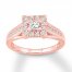 Diamond Engagement Ring 1/2 ct tw Princess/Round 10K Rose Gold