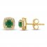 Emerald Earrings 1/10 ct tw Diamonds 10K Yellow Gold