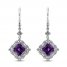 Amethyst & White Lab-Created Sapphire Earrings Sterling Silver