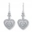 Heart Earrings Diamond Accents Sterling Silver