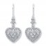 Heart Earrings Diamond Accents Sterling Silver