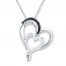 Double Heart Necklace Diamond Accents Sterling Silver