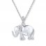 Diamond Elephant Necklace 1/20 ct tw Round-cut Sterling Silver