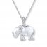 Diamond Elephant Necklace 1/20 ct tw Round-cut Sterling Silver