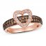 Le Vian Diamond Heart Ring 3/4 ct tw Round-cut 14K Strawberry Gold