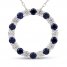 Blue & White Lab-Created Sapphire Circle Necklace Sterling Silver 18"