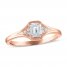 Diamond Engagement Ring 1/2 ct tw Emerald/Round 14K Rose Gold