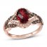 Le Vian Garnet Ring 3/8 ct tw Diamonds 14K Strawberry Gold