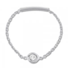 Chain Ring with Diamond Accent 14K White Gold
