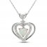 Lab-Created Opal & White Lab-Created Sapphire Heart Necklace Sterling Silver 18"