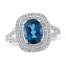 London Blue Topaz & White Lab-Created Sapphire Ring Sterling Silver