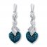 Diamond Earrings 1/5 ct tw Blue/White Sterling Silver
