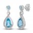 Blue/White Topaz Dangle Earrings Sterling Silver