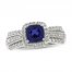 Blue & White Lab-Created Sapphire Ring Sterling Silver