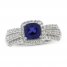 Blue & White Lab-Created Sapphire Ring Sterling Silver