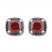 Garnet Earrings 1/6 ct tw Black Diamonds Sterling Silver