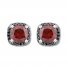 Garnet Earrings 1/6 ct tw Black Diamonds Sterling Silver