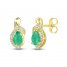 Emerald Earrings 1/6 ct tw Diamonds 10K Yellow Gold