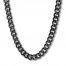 Men's Curb Chain Necklace Black Ion-Plated Stainless Steel 24"