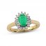 Emerald Halo Ring 1/5 ct tw Diamonds 10K Yellow Gold