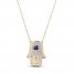 Blue/White Lab-Created Sapphire Hamsa Necklace 10K Yellow Gold 18"