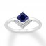 Lab-Created Sapphire Ring 1/20 ct tw Diamonds Sterling Silver
