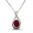 Lab-Created Ruby & White Lab-Created Sapphire Necklace Sterling Silver 18"