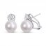 Cultured Pearl & White Topaz Earrings Sterling Silver