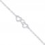 Heart Motif Anklet Sterling Silver 10" Length