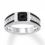 Men's Black & White Diamond Ring 3/4 ct tw 10K White Gold