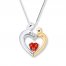 Mother/Child Necklace Lab-Created Ruby Sterling Silver/10K Gold